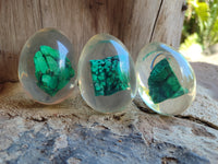 Polished Malachite In Resin Egg - Sold Per Item - From Congo