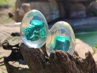 Polished Malachite In Resin Egg - Sold Per Item - From Congo