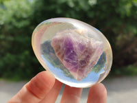 Polished Chevron Amethyst In Resin Egg - Sold Per Item - From Zambia