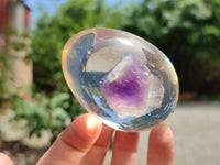 Polished Chevron Amethyst In Resin Egg - Sold Per Item - From Zambia