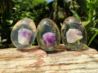 Polished Chevron Amethyst In Resin Egg - Sold Per Item - From Zambia