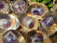 Polished Chevron Amethyst In Resin Egg - Sold Per Item - From Zambia