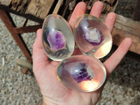 Polished Chevron Amethyst In Resin Egg - Sold Per Item - From Zambia