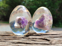 Polished Chevron Amethyst In Resin Egg - Sold Per Item - From Zambia