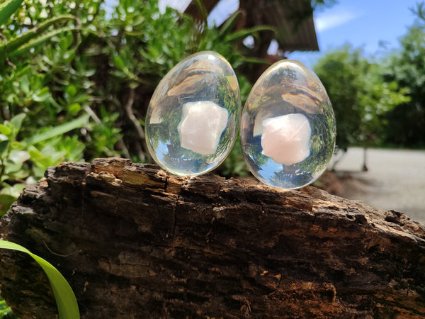 Polished Rose Quartz In Resin Egg - Sold Per Item - From Northern Cape, South Africa