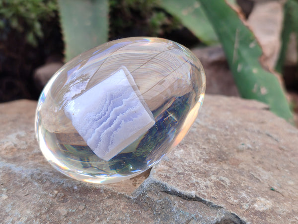 Polished Namibian Blue Lace Agate Specimen In Resin Egg - Sold Per Item - From Namibia