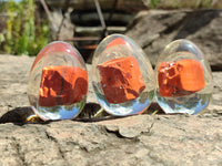 Polished Red Jasper In Resin Egg - Sold Per Item - From Northern Cape, South Africa