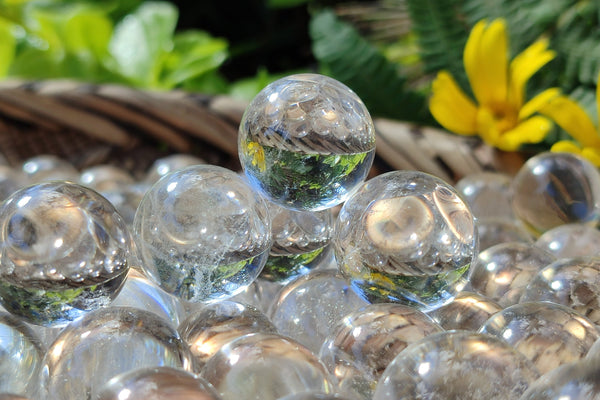 Polished Mini Clear Crystal Balls - Sold Per Item - From Madagascar