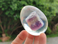 Polished Watermelon Fluorite Egg In Resin - Sold Per Item - From Uis, Namibia