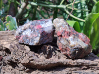 Natural Rhodonite Cobbed Specimens x 6 From Zimbabwe