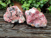 Natural Rhodonite Cobbed Specimens x 6 From Zimbabwe