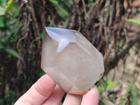 Polished Smokey Amethyst Window Quartz Points x 3 From Akansobe, Madagascar