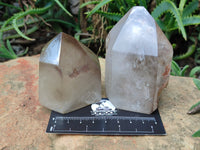 Polished Smokey Amethyst Window Quartz Points x 3 From Akansobe, Madagascar