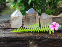 Polished Smokey Amethyst Window Quartz Points x 3 From Akansobe, Madagascar