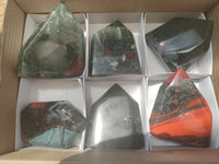 Polished Bloodstone Points x 6 From Swaziland