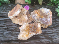 Natural Limonite Quartz Clusters x 3 From Zambia