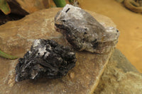 Natural Black Tourmaline With Quartz Specimens x 12 From Zimbabwe