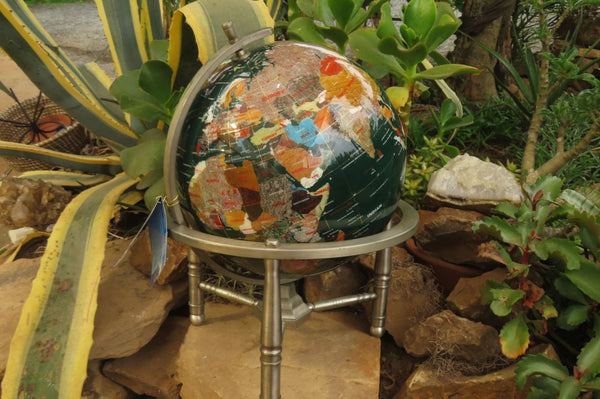 Hand Made Mixed Gemstone World Globe x 1 From China