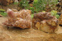 Natural Red Hematoid Quartz Clusters x 2 From Karoi, Zimbabwe