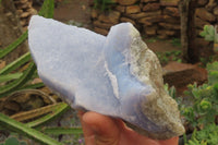 Natural Blue Lace Agate Specimens x 3 From Malawi