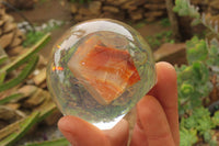 Polished Carnelian Agate in PVC Resin Paperweight Spheres - sold per item - From Madagascar