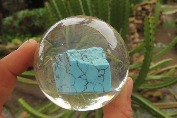 Polished Cobbed Blue Howlite in PVC Resin Paperweight Spheres - sold per item - From Zimbabwe