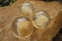 Polished Golden Rutile Quartz in PVC Resin Paperweight Spheres - sold per item - From Brazil