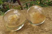 Polished Golden Rutile Quartz in PVC Resin Paperweight Spheres - sold per item - From Brazil