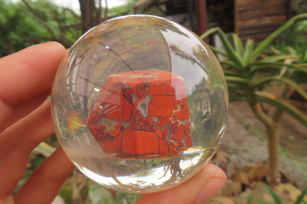 Polished Red Brecciated Jasper in PVC Resin Paperweight Spheres - sold per item - From South Africa