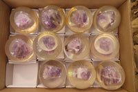 Polished Chevron Amethyst cobbed pieces in PVC Resin Paperweight Spheres - sold per item - From Zambia