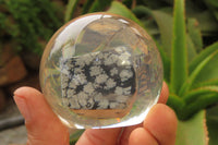 Polished Snowflake Obsidian pieces in PVC Resin Paperweight Spheres - sold per item - From Mexico