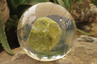 Polished Pink and Green Unakite cobbed piece in PVC Resin Paperweight Sphere - sold per item - From South Africa