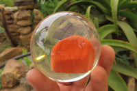 Polished Red Jasper cobbed piece in PVC Resin Paperweight Sphere - sold per item - From South Africa