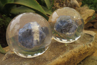 Polished Sodalite cobbed piece in PVC Resin Paperweight Sphere - sold per item - From Namibia