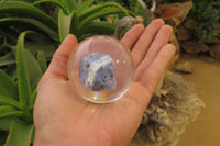 Polished Sodalite cobbed piece in PVC Resin Paperweight Sphere - sold per item - From Namibia