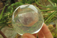 Polished Watermelon Fluorite cobbed piece in PVC Resin Paperweight Sphere - sold per item - From Namibia