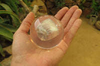 Polished Watermelon Fluorite cobbed piece in PVC Resin Paperweight Sphere - sold per item - From Namibia