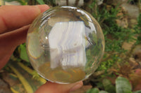 Polished Blue Lace Agate cobbed piece in PVC Resin Paperweight Sphere - sold per item - From Namibia