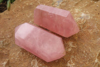 Polished Double Terminated Rose Quartz Points x 12 From Ambatondrazaka, Madagascar