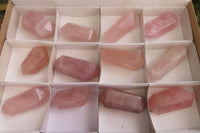 Polished Double Terminated Rose Quartz Points x 12 From Ambatondrazaka, Madagascar