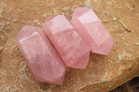 Polished Double Terminated Rose Quartz Points x 12 From Ambatondrazaka, Madagascar