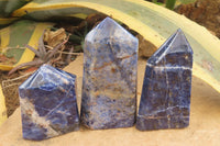 Polished Sodalite Points x 3 From Kunene River, Namibia