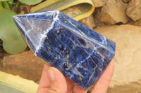 Polished Sodalite Points x 3 From Kunene River, Namibia