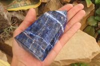 Polished Sodalite Points x 3 From Kunene River, Namibia