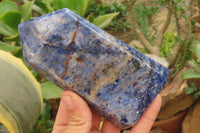 Polished Sodalite Points x 3 From Kunene River, Namibia