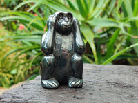 Hand Made Silver Hematite Monkey Carvings x 3 From China