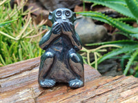 Hand Made Silver Hematite Monkey Carvings x 3 From China