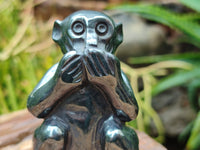 Hand Made Silver Hematite Monkey Carvings x 3 From China