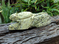 Hand Made Leopard Stone Chameleon Carvings x 2 From Zimbabwe