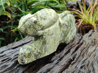 Hand Made Leopard Stone Chameleon Carvings x 2 From Zimbabwe